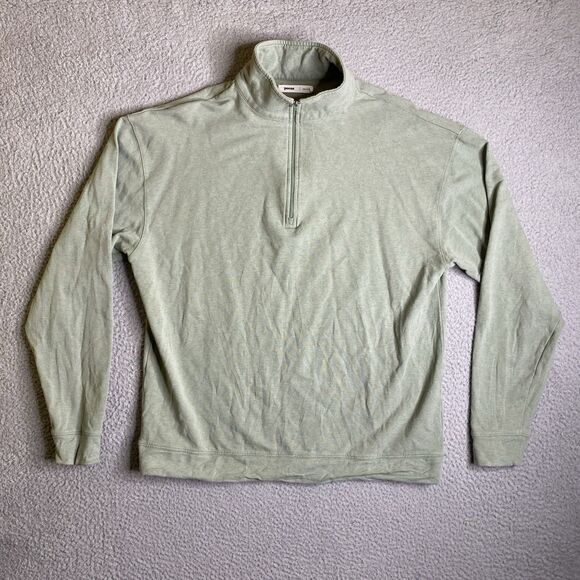 Pacas 1/4 Zip Sweater Men Large Green Pullover Pima Alpaca Blend Mockneck Casual